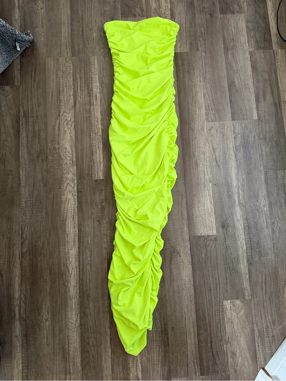 Neon Chartreuse Ruched Women's Skirt